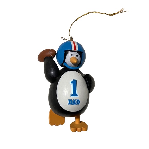 Vintage #1 Dad Football Penguin Christmas Ornament - Picture 2 of 3